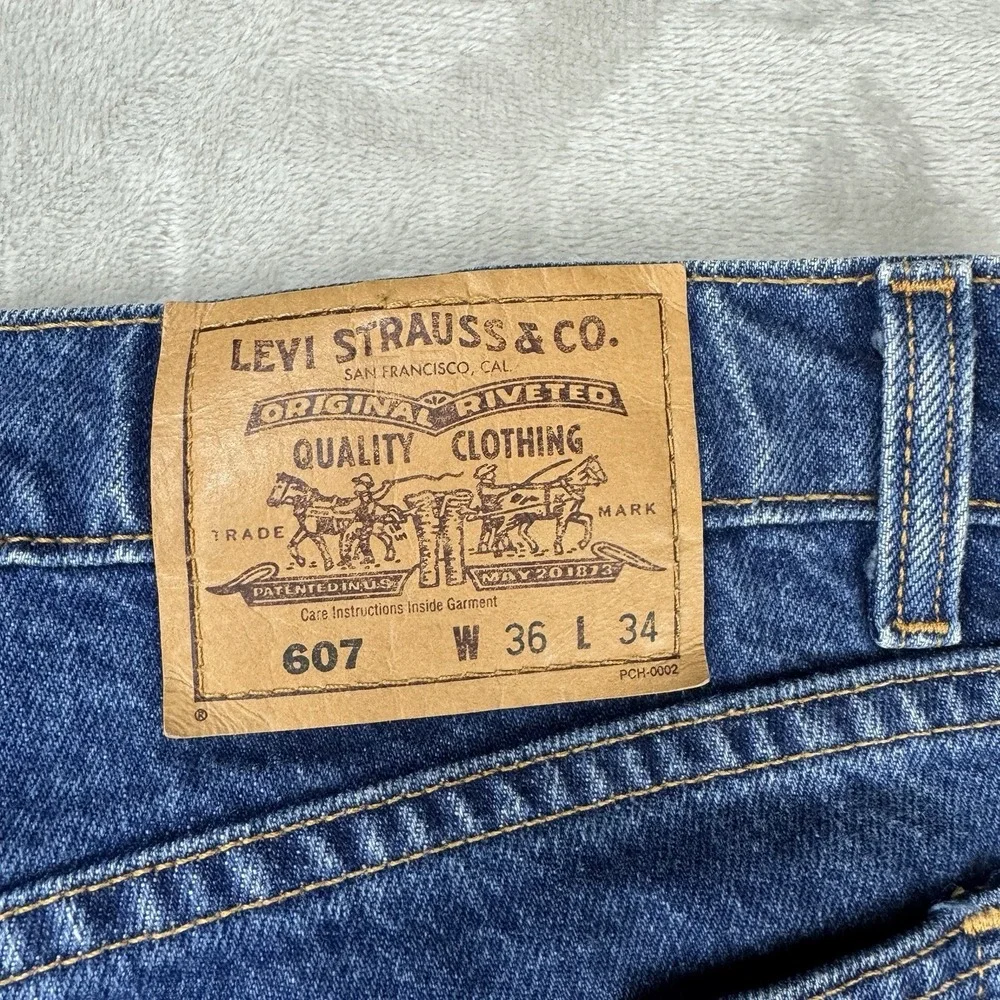 Vintage 1998 Levi's 607 Orange‎ Tab Jeans Mens 34x29 Japan Market Straight Leg